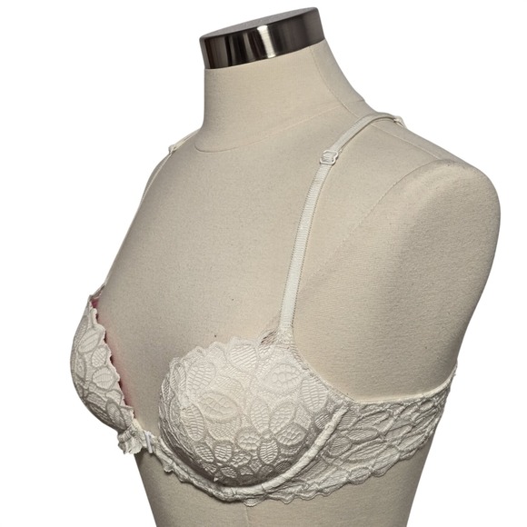 PINK Victoria's Secret White Lace Front Close Racerback Bralette 34B - Picture 2 of 10